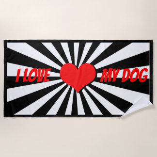 Serviette De Plage J'aime mon chien avec tout mon cœur
