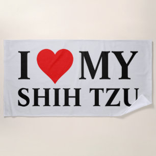 Serviette De Plage J'aime mon Shih Tzu