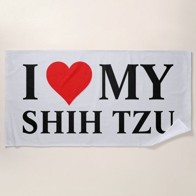 Serviette De Plage J'aime mon Shih Tzu (Devant)