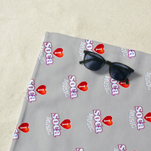 Serviette De Plage J'AIME SOCA sur GRIS