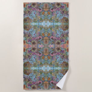 Serviette De Plage Jardin de fleurs chic et élégant, peinture à l'aqu