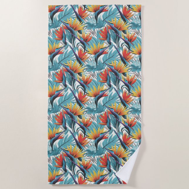 Serviette De Plage Jardin d'oiseau de paradis (Devant)