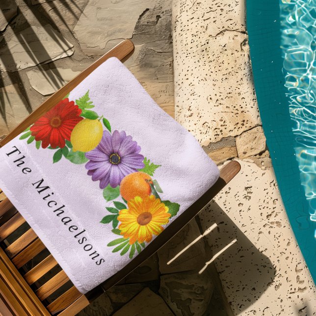 Serviette De Plage Jardin Floral de Citrus (Créateur téléchargé)