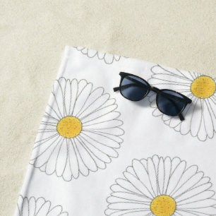 Serviette De Plage Jardin Floral Fleur Jaune Blanc