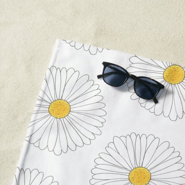Serviette De Plage Jardin Floral Fleur Jaune Blanc (En situation)