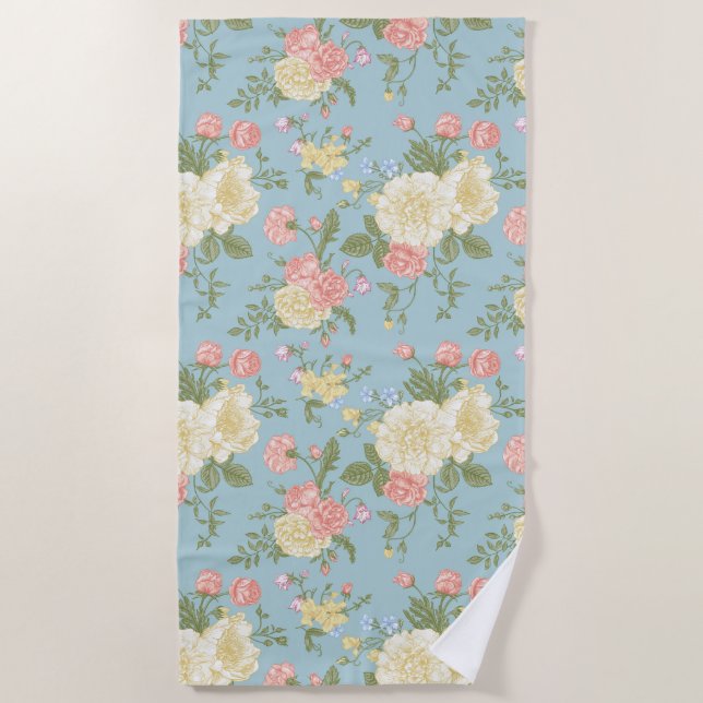 Serviette De Plage Jardin Peony motif floral (Devant)