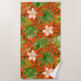 Serviette De Plage Jardin Tropical Hawaïen Nalani Corail