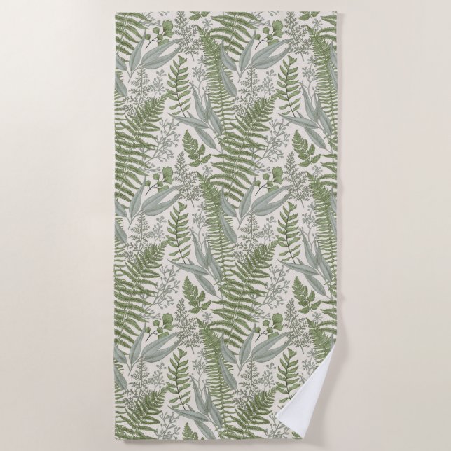 Serviette De Plage Jardin vert fleuri (Devant)