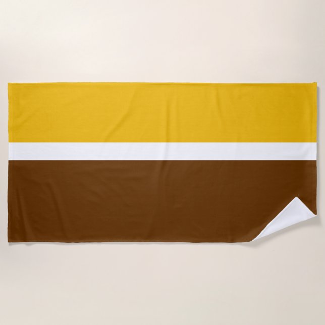 Serviette De Plage Jaune blanc Brown couleur pâle Conception des bloc (Devant)