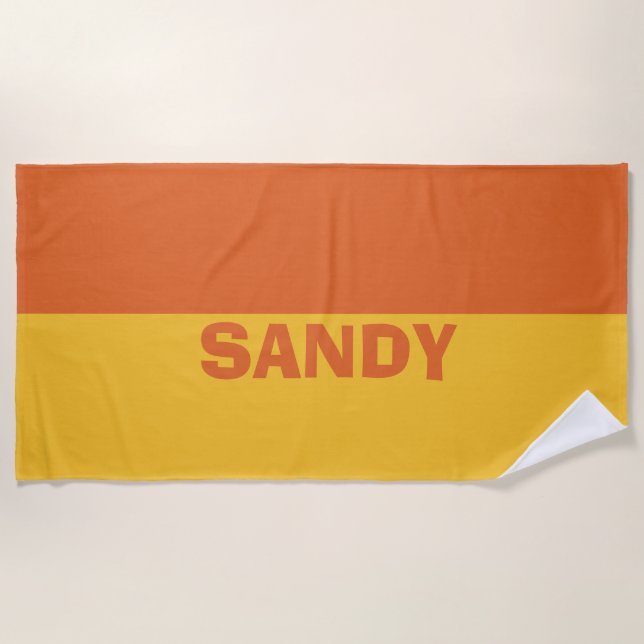 Serviette De Plage Jaune et orange personnalisé  (Devant)