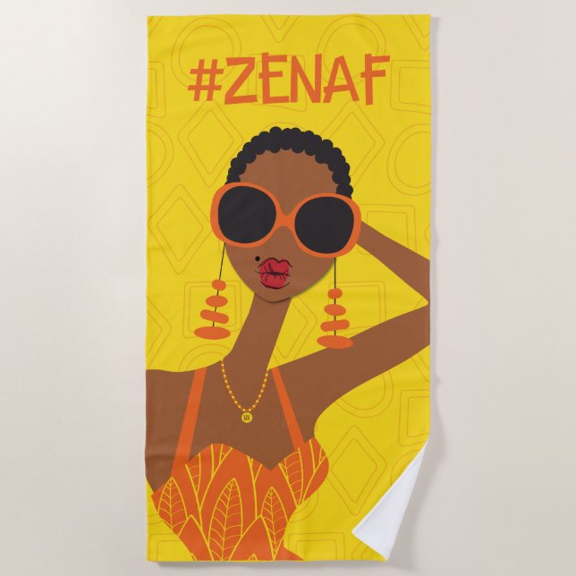Serviette De Plage Jaune et orange #zenaf (Devant)