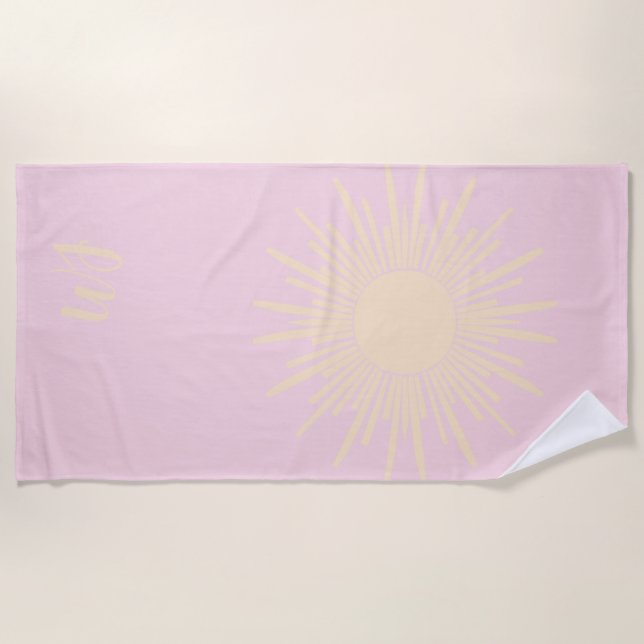 Serviette de plage jaune pastel personnalisée avec (Devant)