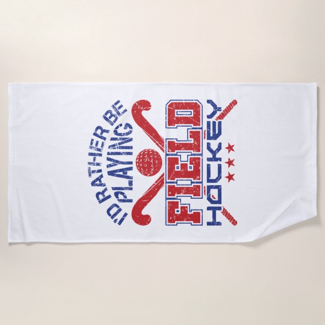 Serviette De Plage Je préfère jouer au hockey sur gazon (Devant)