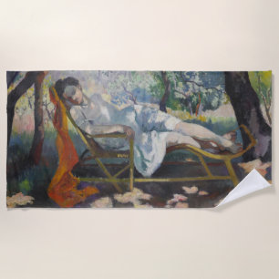 Serviette De Plage Jeanne Repose dans un beau jardin méditerranéen