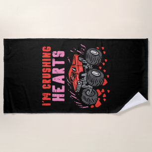 Serviette De Plage J'écrase Coeurs Monster Truck Toddler Boys Valenti