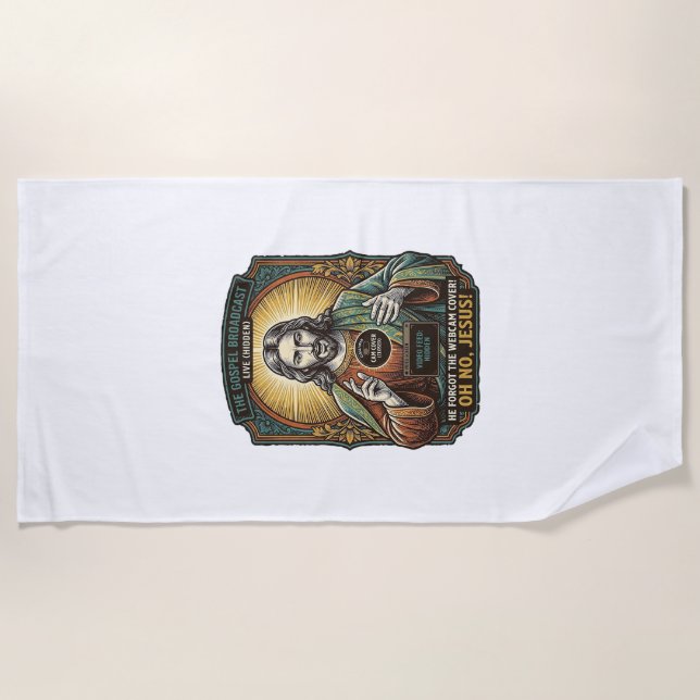 Serviette De Plage Jésus Fond noir Webcam oubliée Couverture Virtuell (Devant)