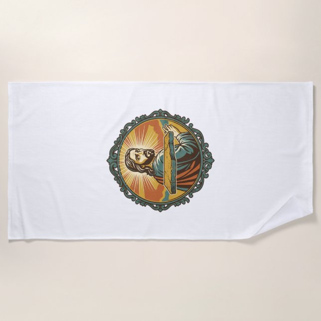 Serviette De Plage Jésus gêné trébuchant surface plane publique club (Devant)