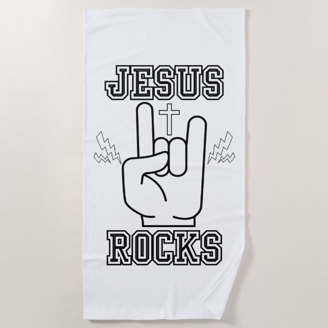 Serviette De Plage Jesus Rocks Biblique Festival W/B (Devant)
