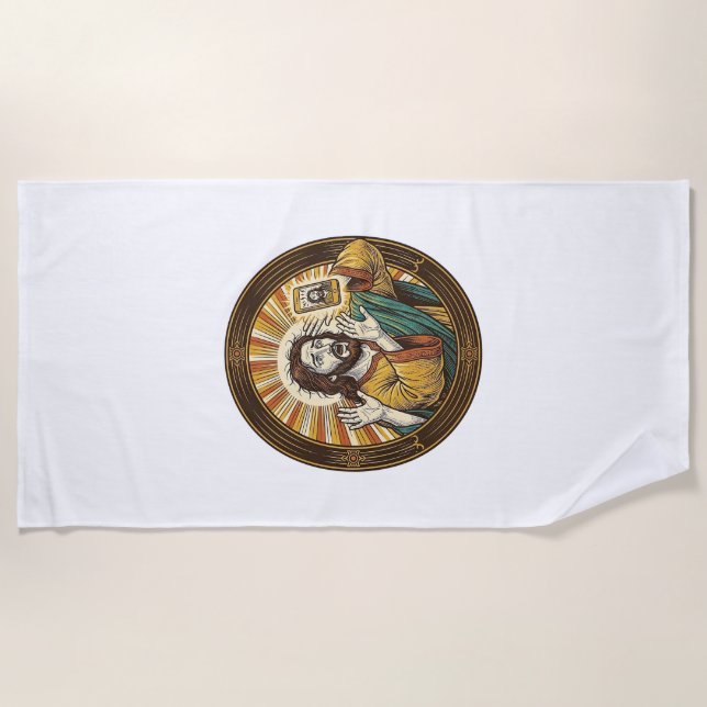 Serviette De Plage  Jésus Selfie de Double Menton avec Caméra Frontal (Devant)