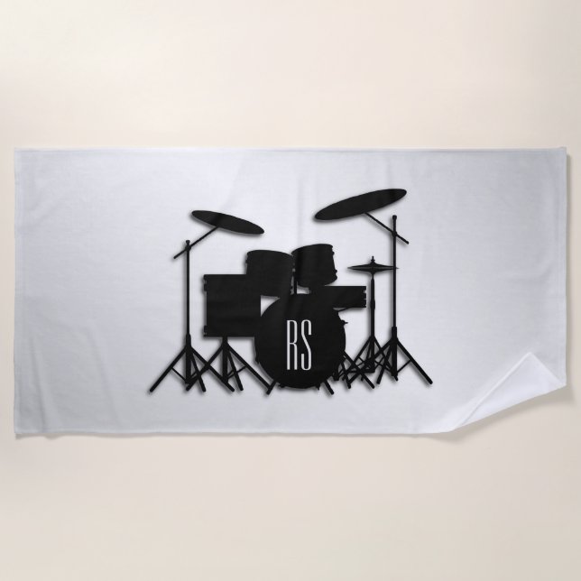 Serviette De Plage Jeu de tambour Monogramme Argent (Devant)