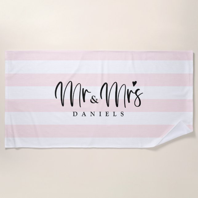 Serviette De Plage Jeunes mariés personnalisés  (Devant)