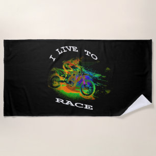 Serviette De Plage J'HABITE EN COURSE - Motocross Racer