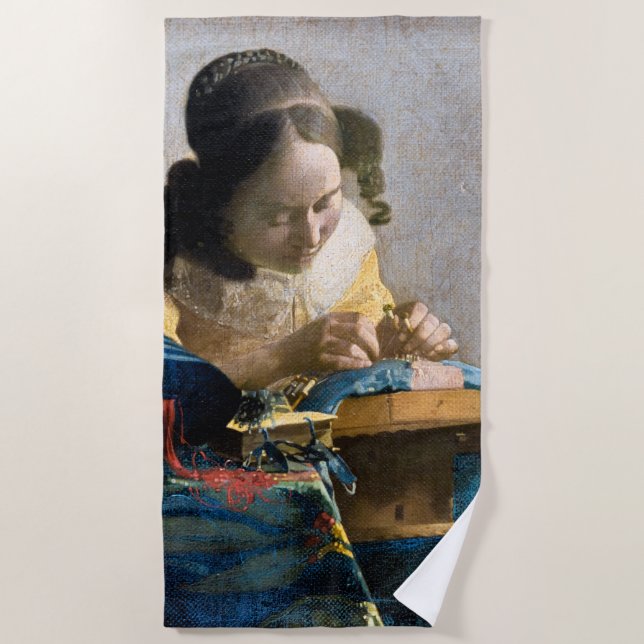 Serviette De Plage Johannes Vermeer - Le Lacemaker (Devant)