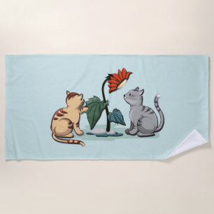 Serviette De Plage Joie d'été des chatons Vert mousse de mer