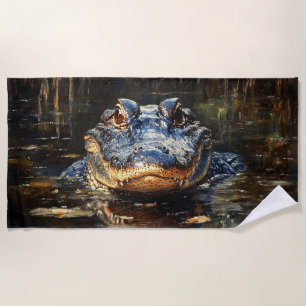 Serviette De Plage Joli Alligator en Floride Everglades Peinture