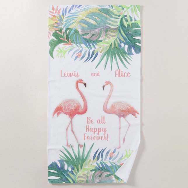 Serviette De Plage Joli Conte de Fées Pour Deux Fleur Tropicale de Fl (Devant)