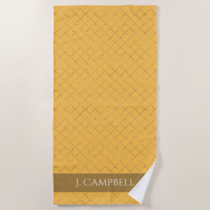 Serviette De Plage Joli Daffodil Gold Quatrefoil Personnalisé