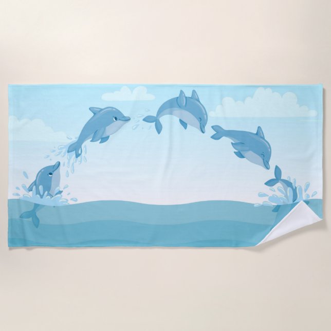 Serviette De Plage Joli dauphins de saut (Devant)