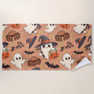 Serviette De Plage Joli fantôme de Halloween de style Kawaii
