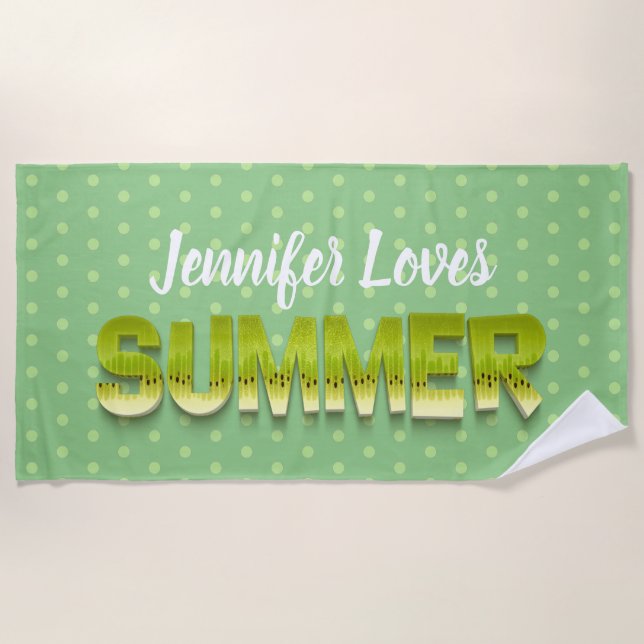 Serviette De Plage Joli humour d'été aux kiwi fruits (Devant)