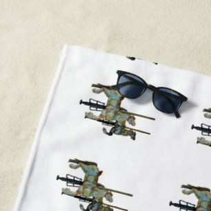 Serviette De Plage Joli Joyeux Parcours Carrousel Chevaux Motif