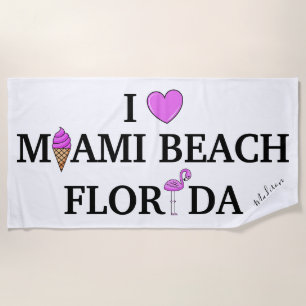 Serviette De Plage Joli nom personnalisé Miami Beach
