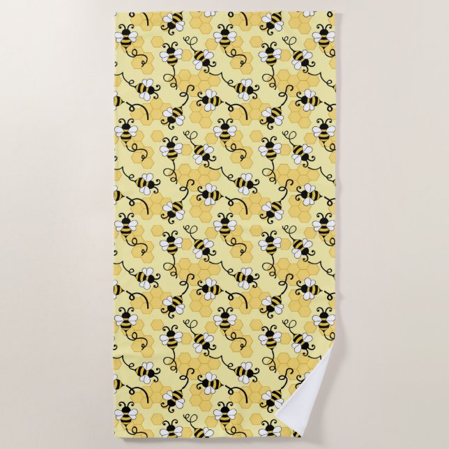 Serviette De Plage Joli petit motif abeilles (Devant)