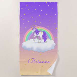 Serviette De Plage Joli Purple Sweet Dreams Rainbow Unicorn