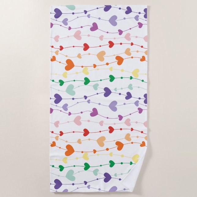 Serviette De Plage Joli Rainbow Hearts Enfants Motifs (Devant)