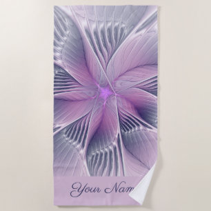Serviette De Plage Joli rose Fleur moderne Abstrait Nom fractal