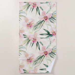 Serviette De Plage Joli rose Fleurs d'orchidées tropicales