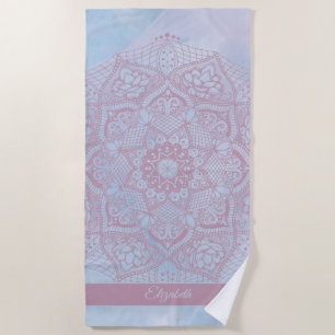 Serviette De Plage Joli rose Sacré Lotus Fleur de fleurs Mandala