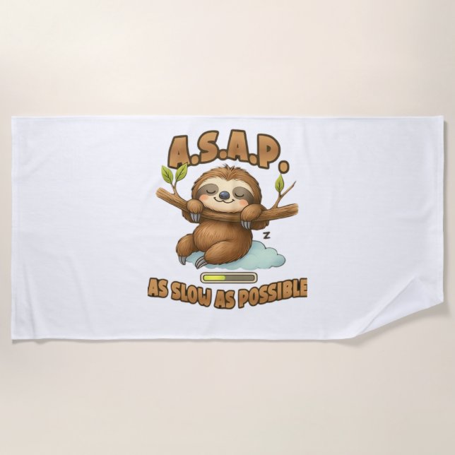 Serviette De Plage Joli Sloth ASAP - Aussi Lent Que Possible T-Sh Cla (Devant)