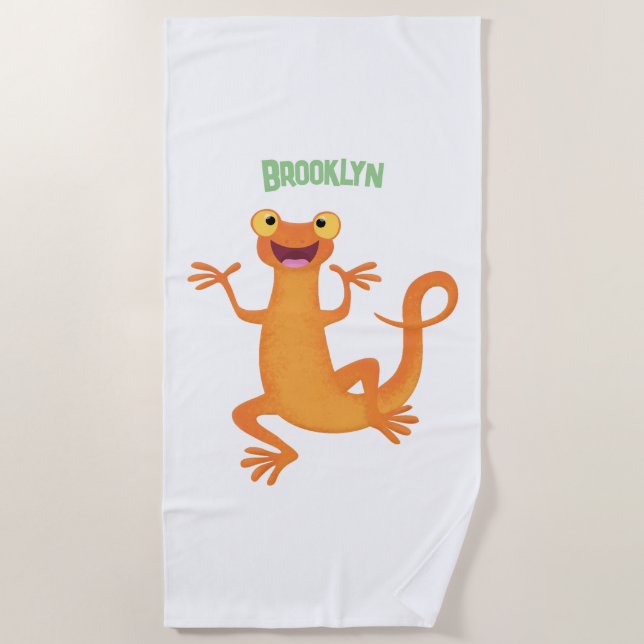 Serviette De Plage Joli triton orangé joyeux (Devant)