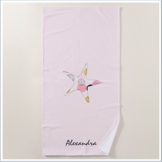 Serviette De Plage Jolie étoile de mer abstraite rose pâle (Créateur téléchargé)
