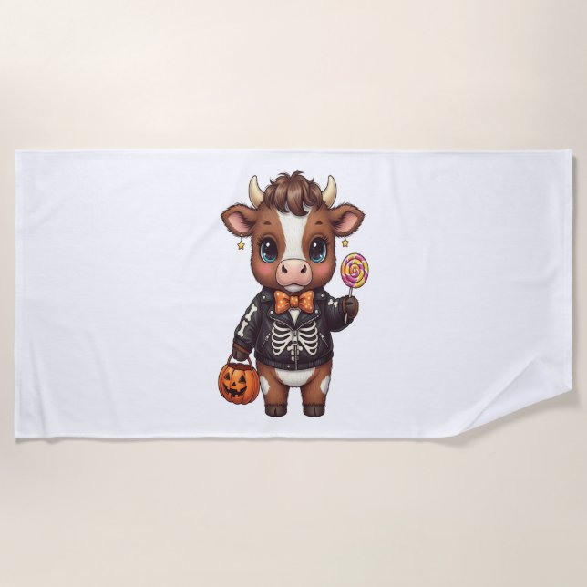Serviette De Plage Jolie Halloween Highland Cow (Devant)