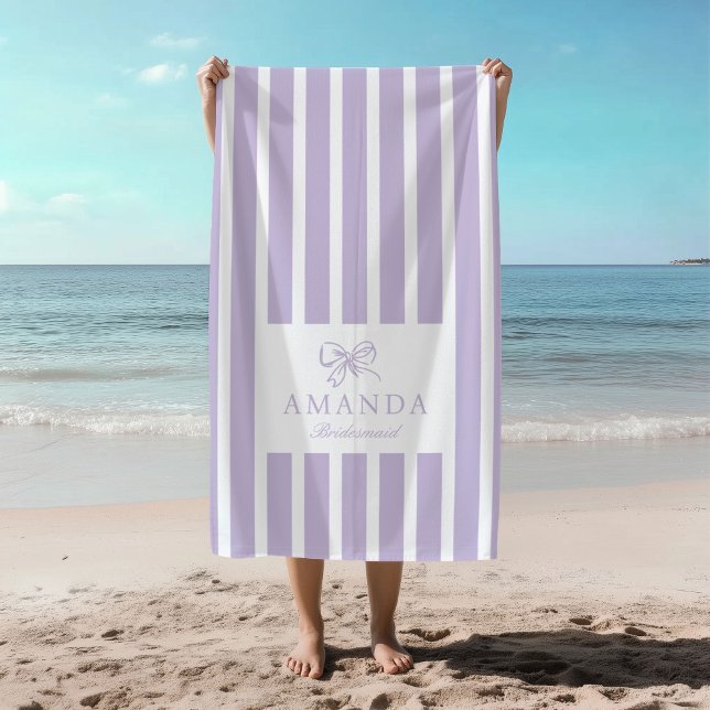 Serviette De Plage Jolie Lavender Bow Coquette Preppy Mariée Party (Créateur téléchargé)