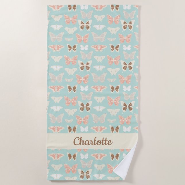 Serviette De Plage Jolie Motif de papillons fille (Devant)