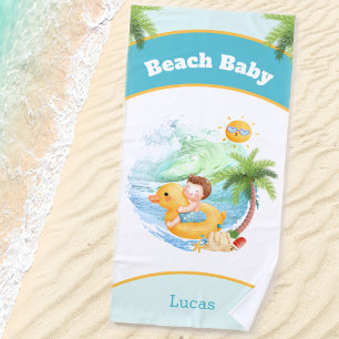 Serviette De Plage Jolie vacances d'été Nom plage garçon