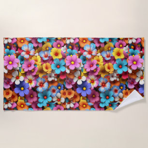 Serviette De Plage Jolies fleurs colorées Motif